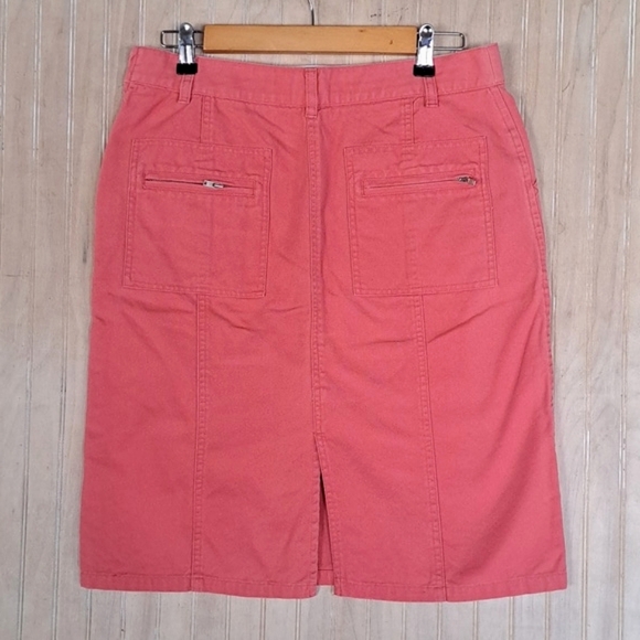 Christopher & Banks 100% Cotton Pockets Coral High Waisted Denim Skirt - Picture 9 of 10